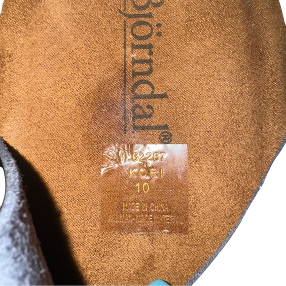 BJORNDAL Kori Black Crisscross Cork Sole Strappy Wedge Sandals Size 10 - Picture 13 of 13